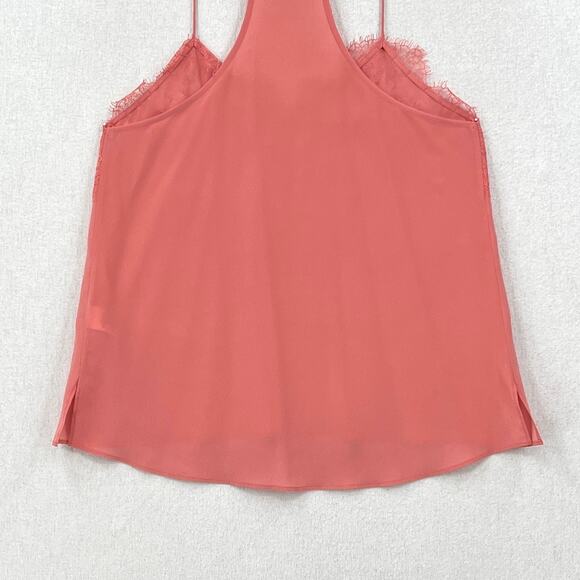 CAMI NYC Racer Silk Camisole Tank Womens XS Peach Pink Lace Trim Spaghetti Strap - Picture 7 of 13